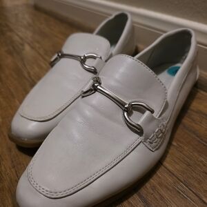 Men's White Loafers with Silver Accent